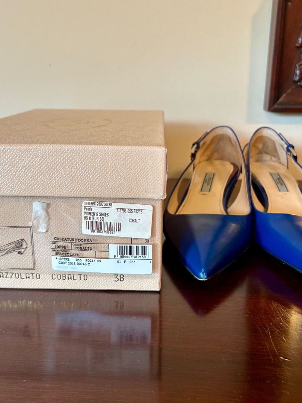 Prada Calzature Donna Spazzolato Cobalt Pump - Picture 3 of 11